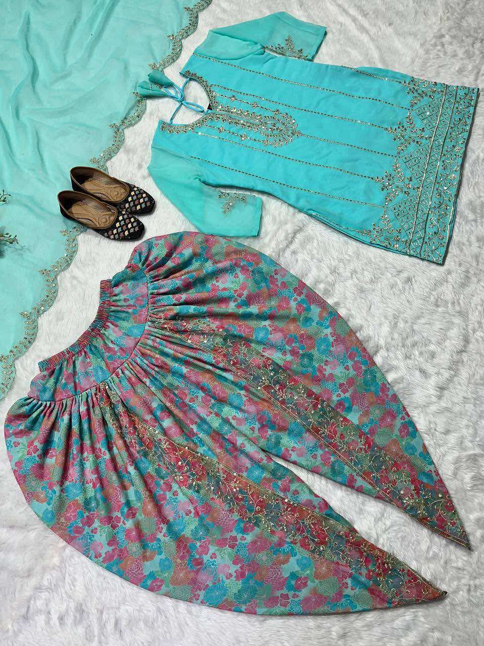 Dhoti Salwar - Gris bleu