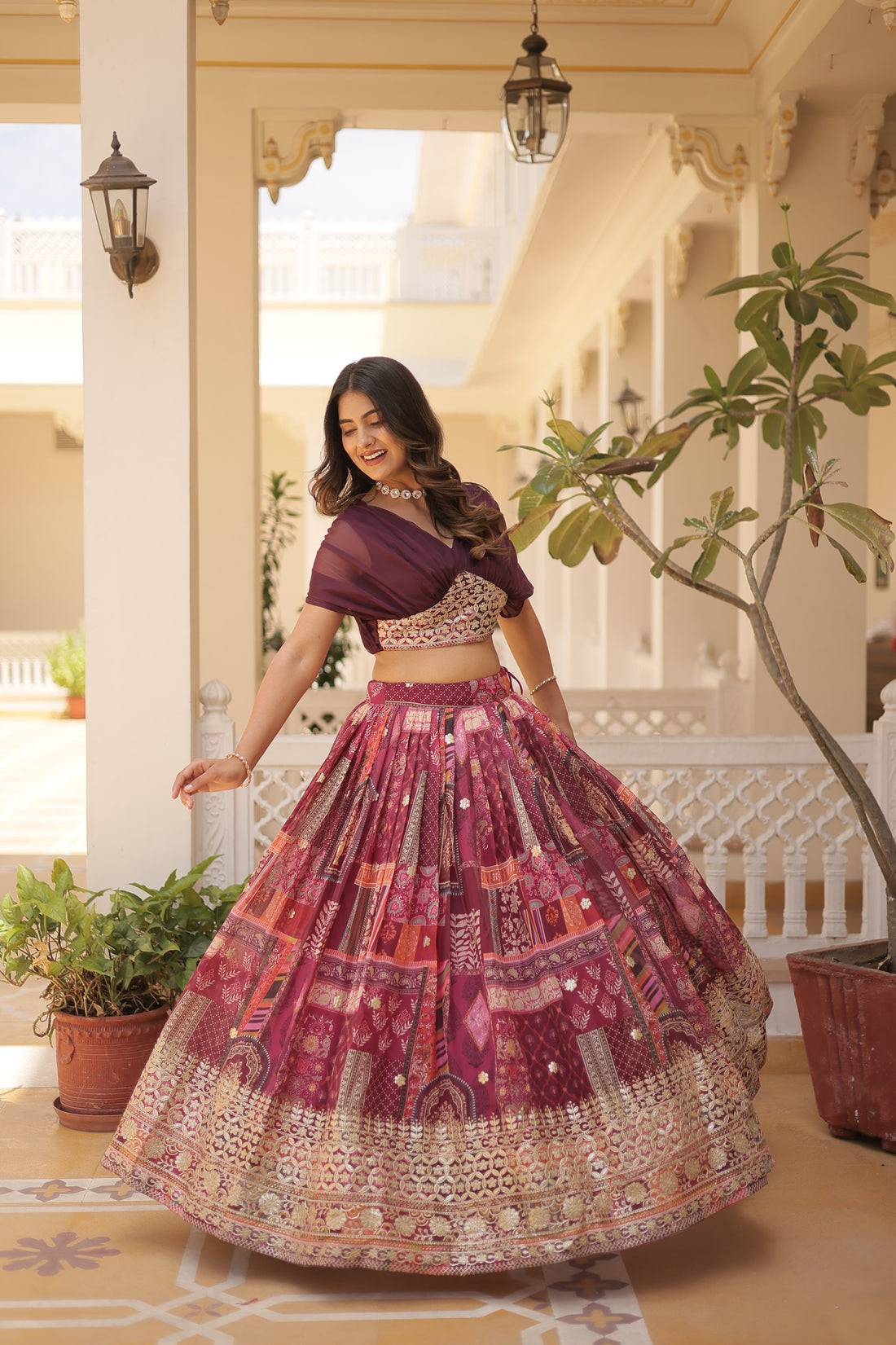 Lehenga collection "Sana" - Bordeaux/prune