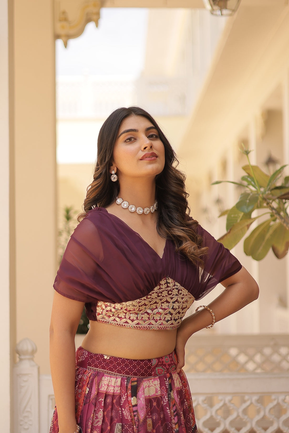 Lehenga collection "Sana" - Bordeaux/prune