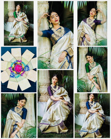 Saris "Tendance mix" Bleu/beige