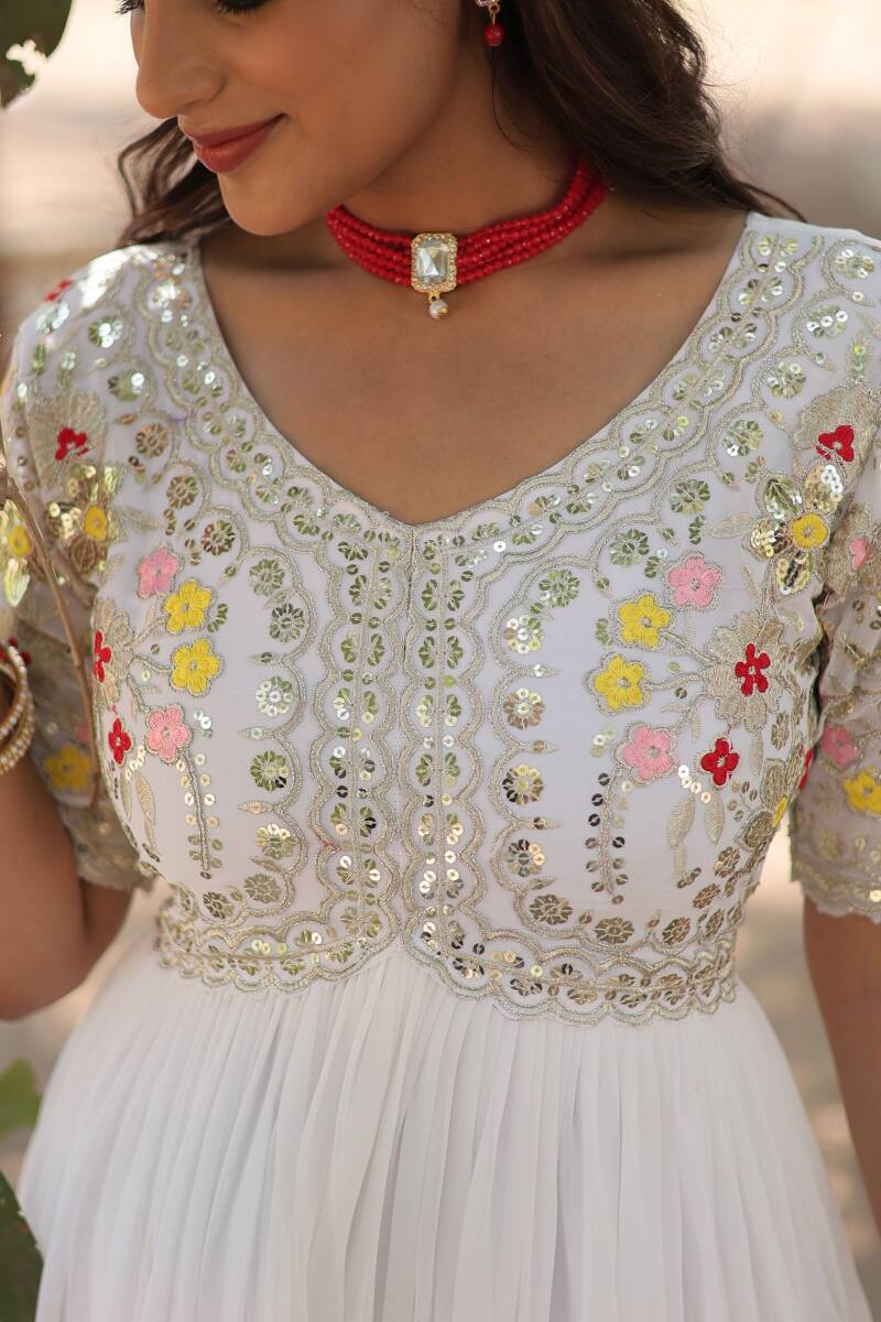 Anarkali/Robe Collection "Anarkali SWEETY2" - Blanc