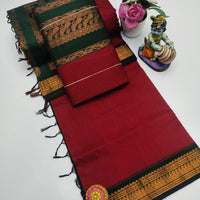 Sari "Kalyani" - Rouge/vert