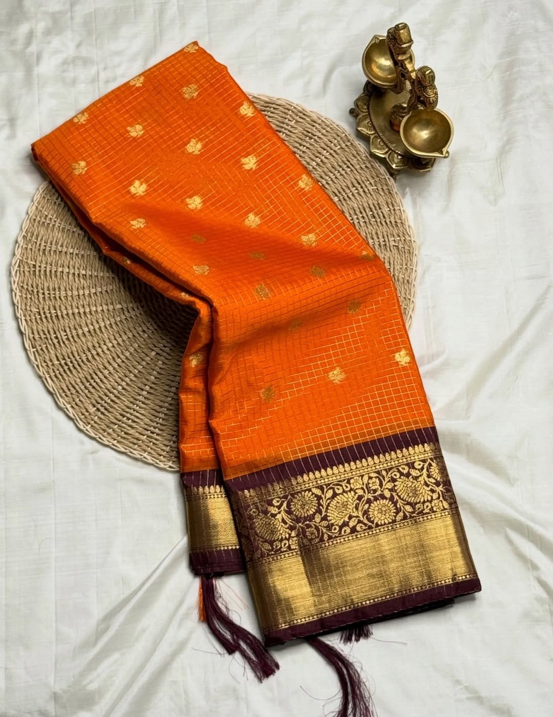 Sari "Ridika" - Orange rouille