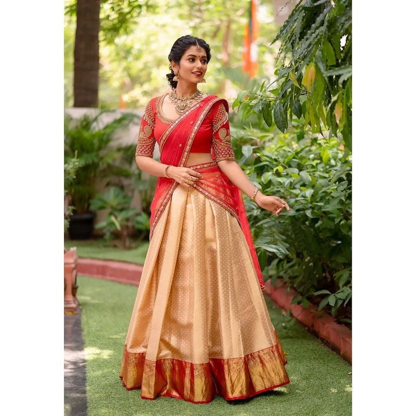 Lehenga collection "Khadidja" - Doré/rouge