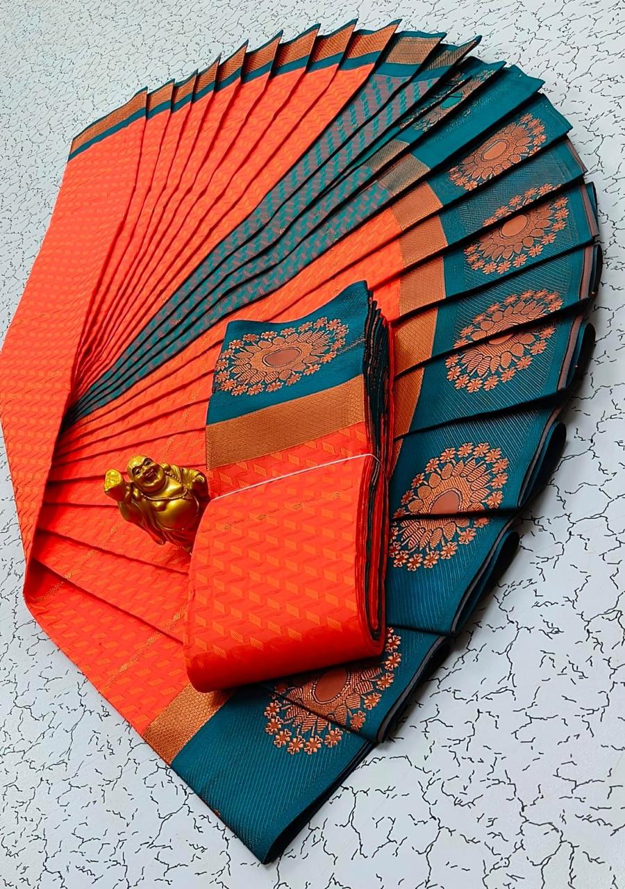 Sari Renuka - Orange/vert