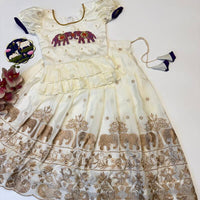 Lehenga Fille collection "Divya" - Blanc