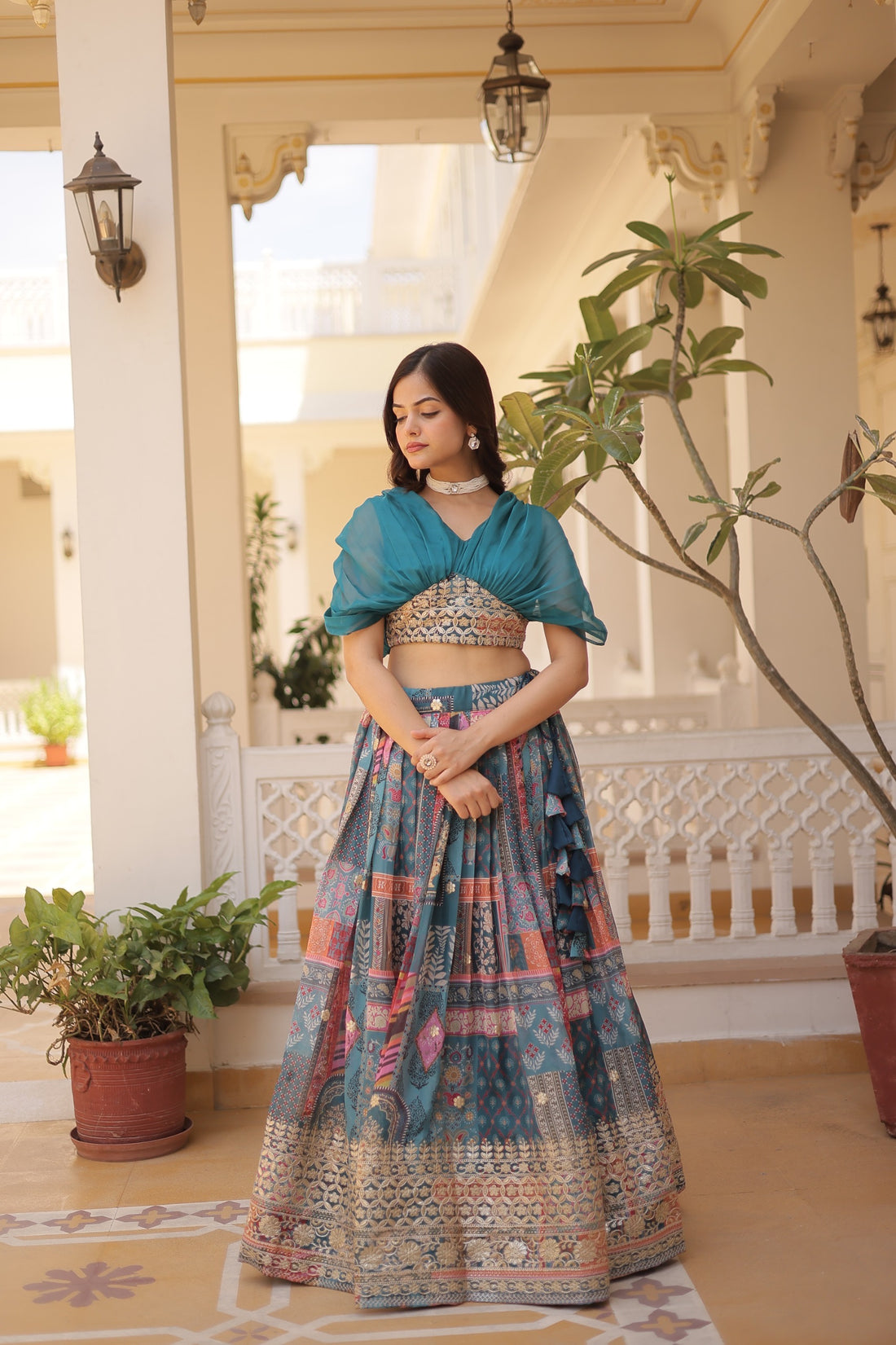 Lehenga collection "Sana" - Bleu canard