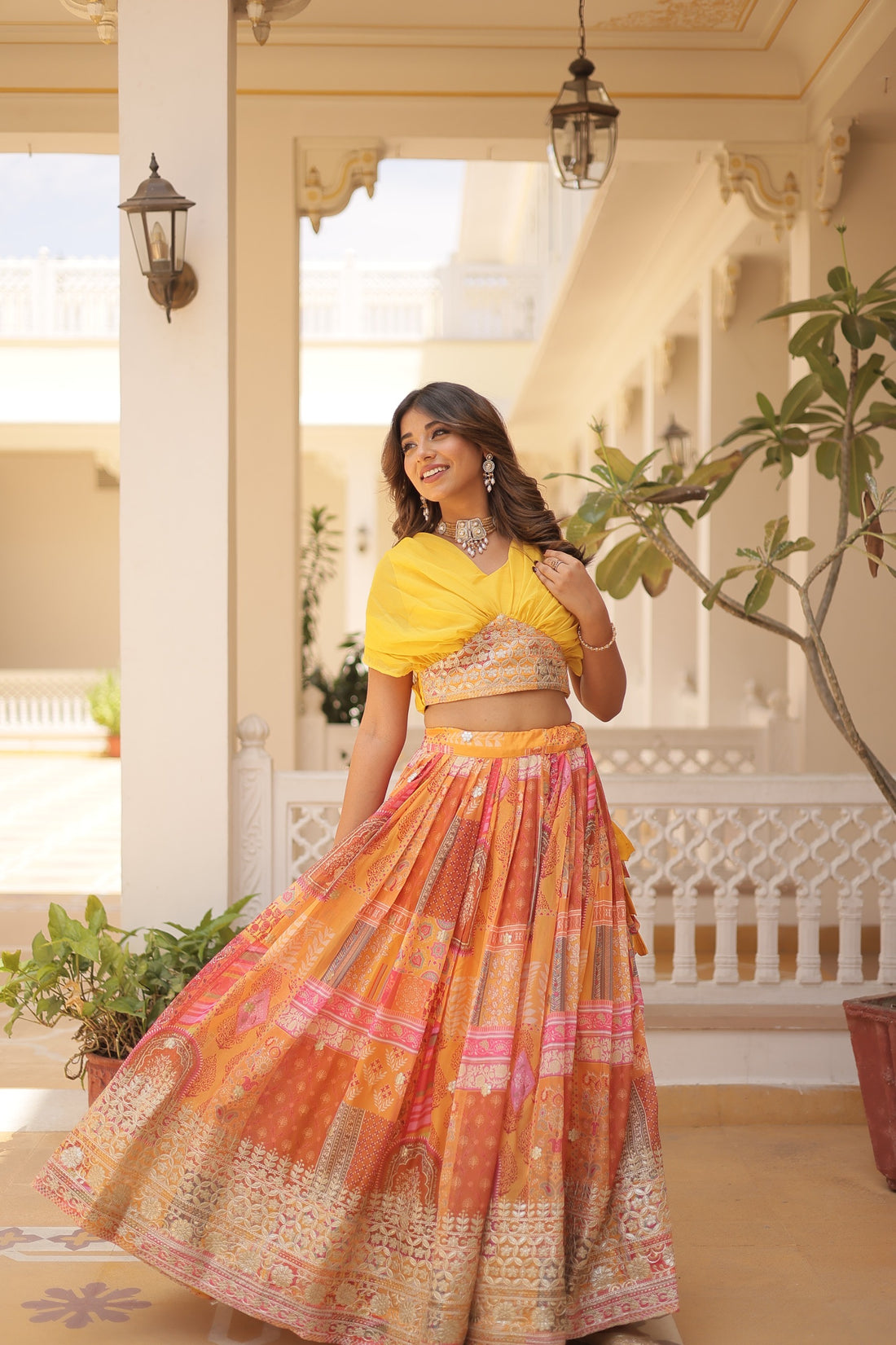 Lehenga collection "Sana" - Jaune/corail