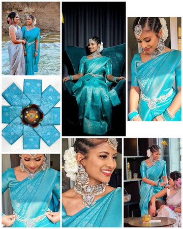 Saris "Tendance mix" bleu turquoise