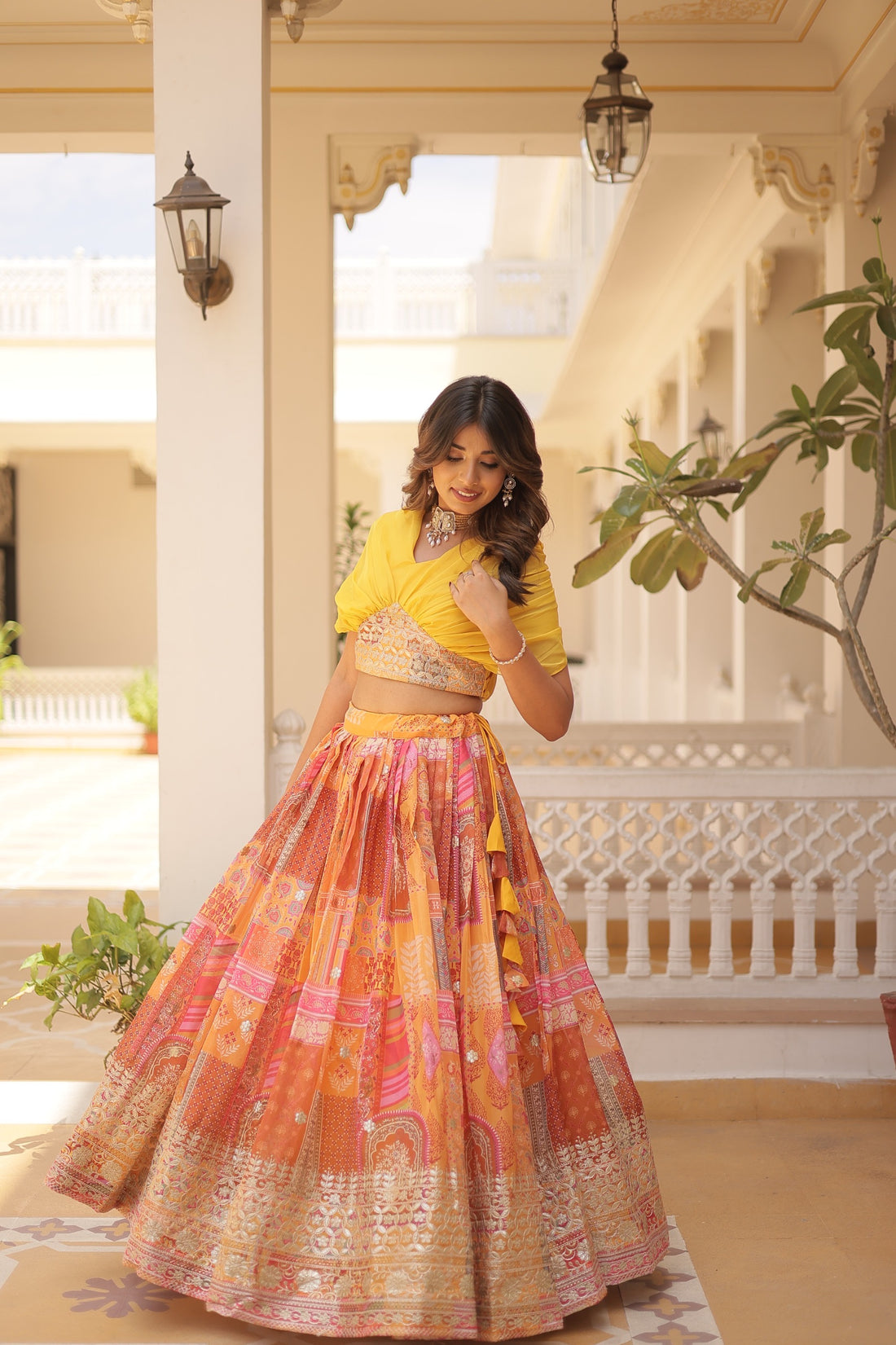Lehenga collection "Sana" - Jaune/corail