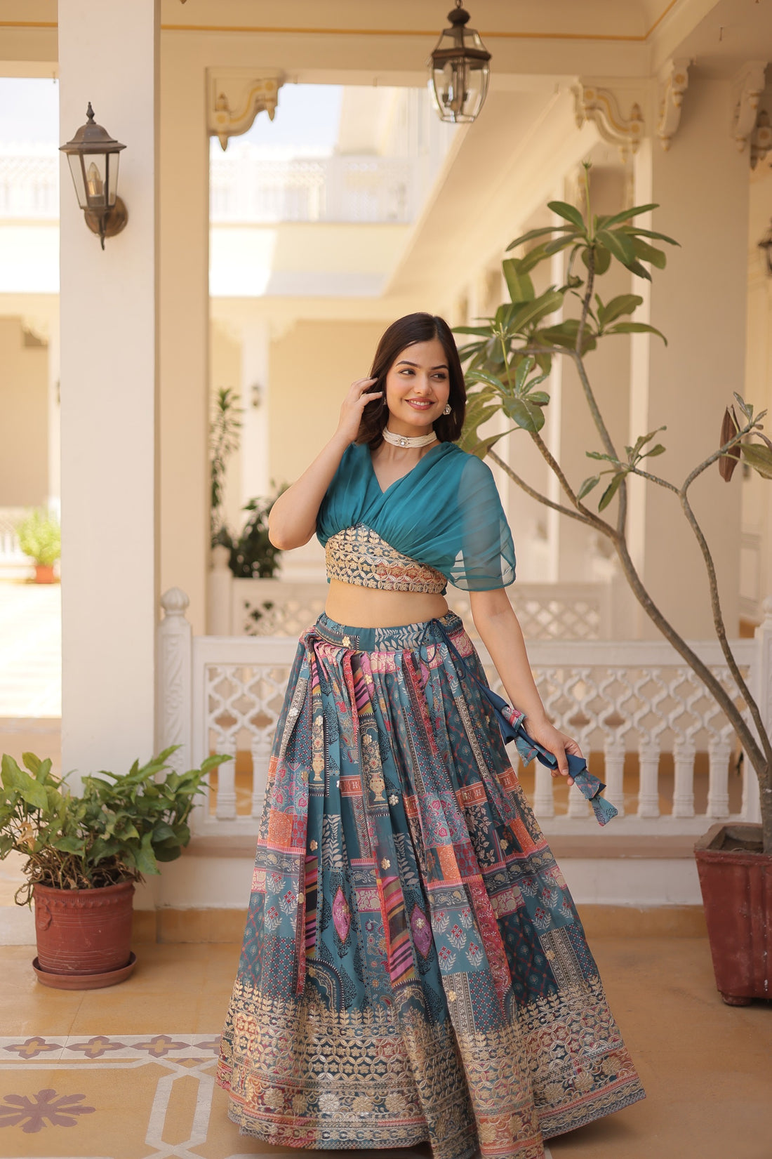 Lehenga collection "Sana" - Bleu canard