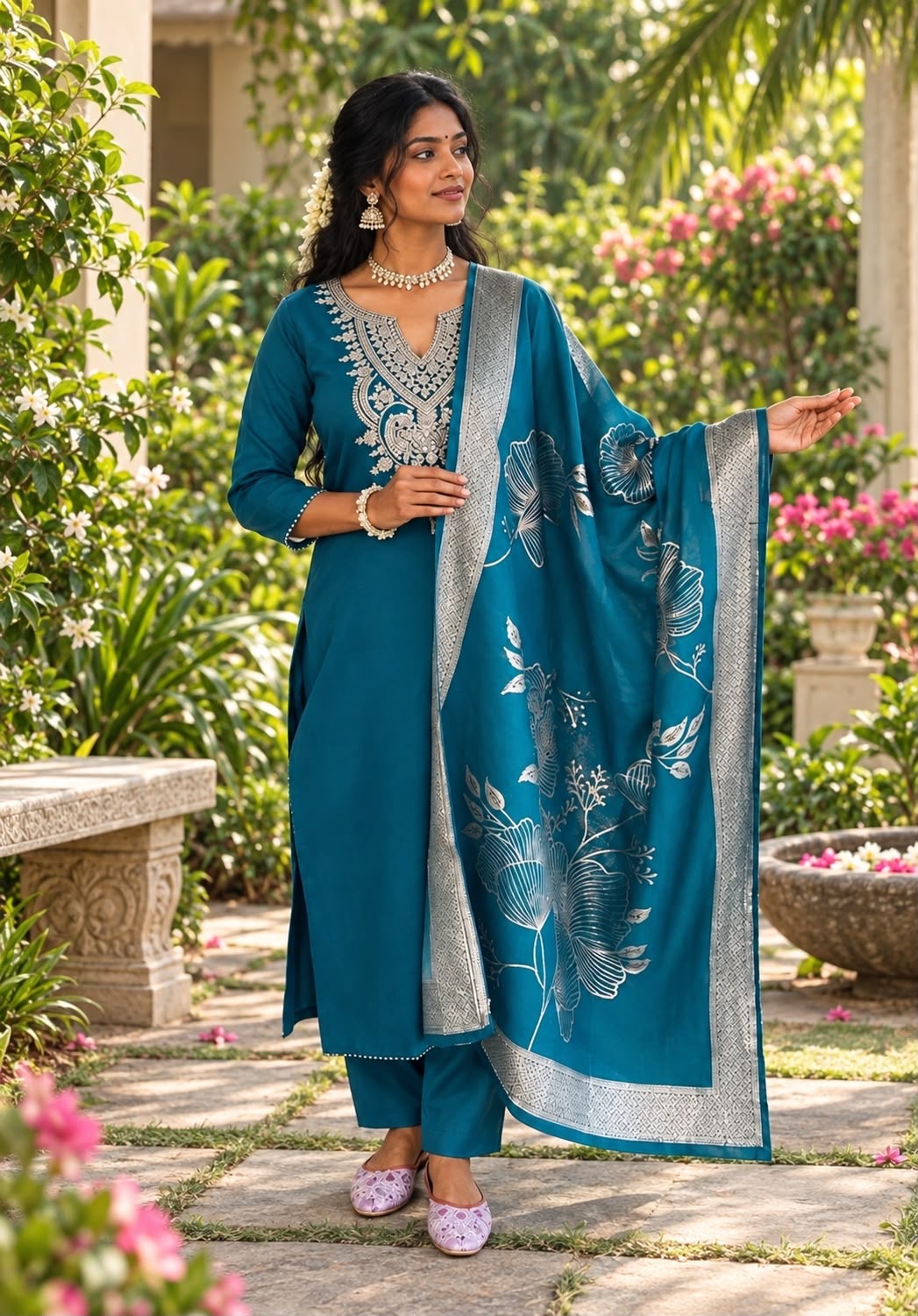 Punjabi "Allya" - Bleu indigo