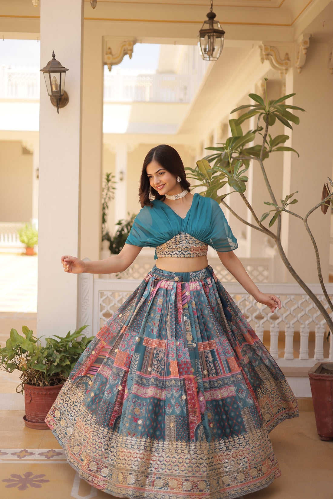Lehenga collection "Sana" - Bleu canard