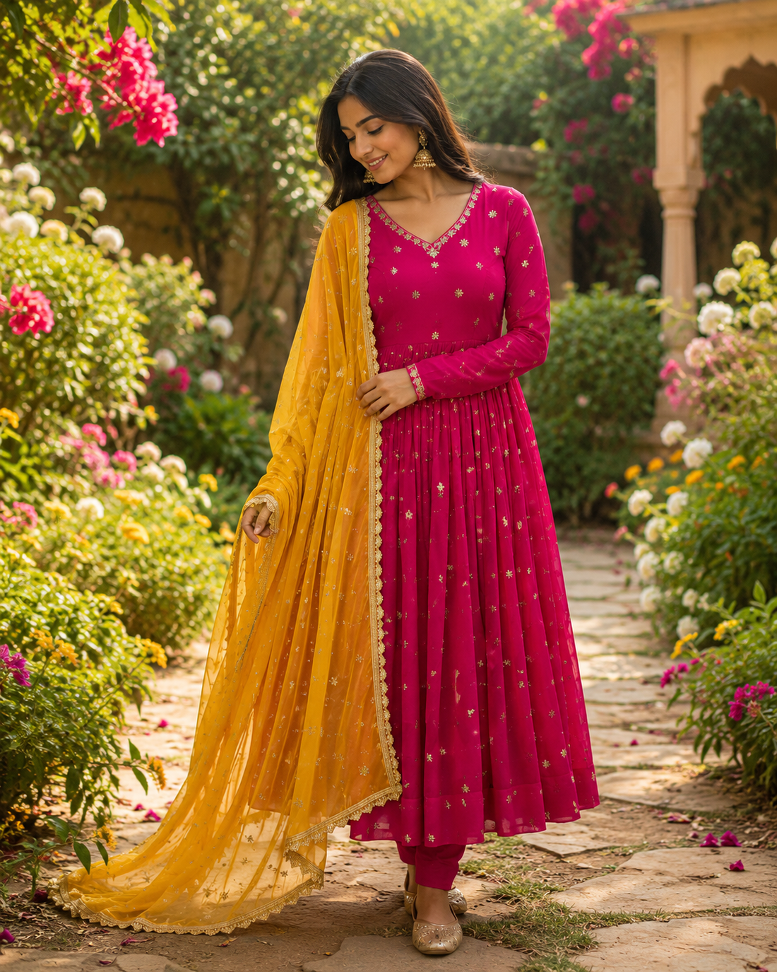 Anarkali/Robe Collection "Kavita" - Fuschia