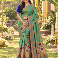Sari "Maharani" - Vert Menthe/Mauve