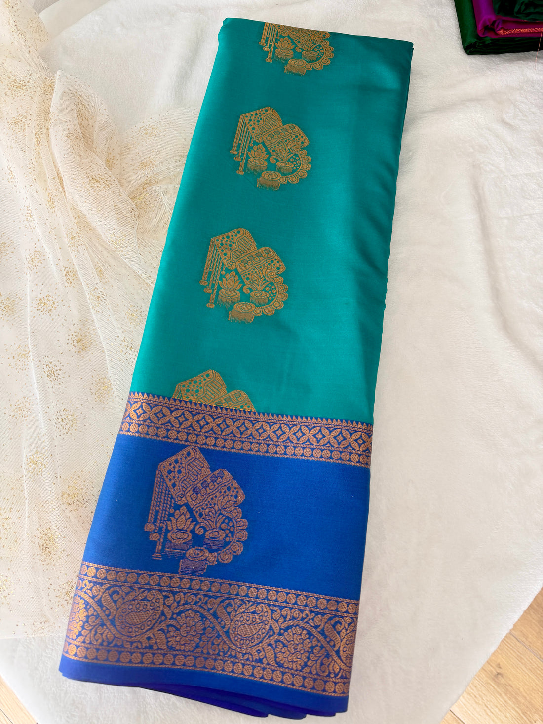 Sari "Devaguy" - Bleu turquoise