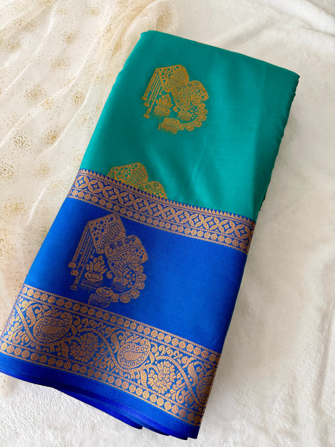 Sari "Devaguy" - Bleu turquoise