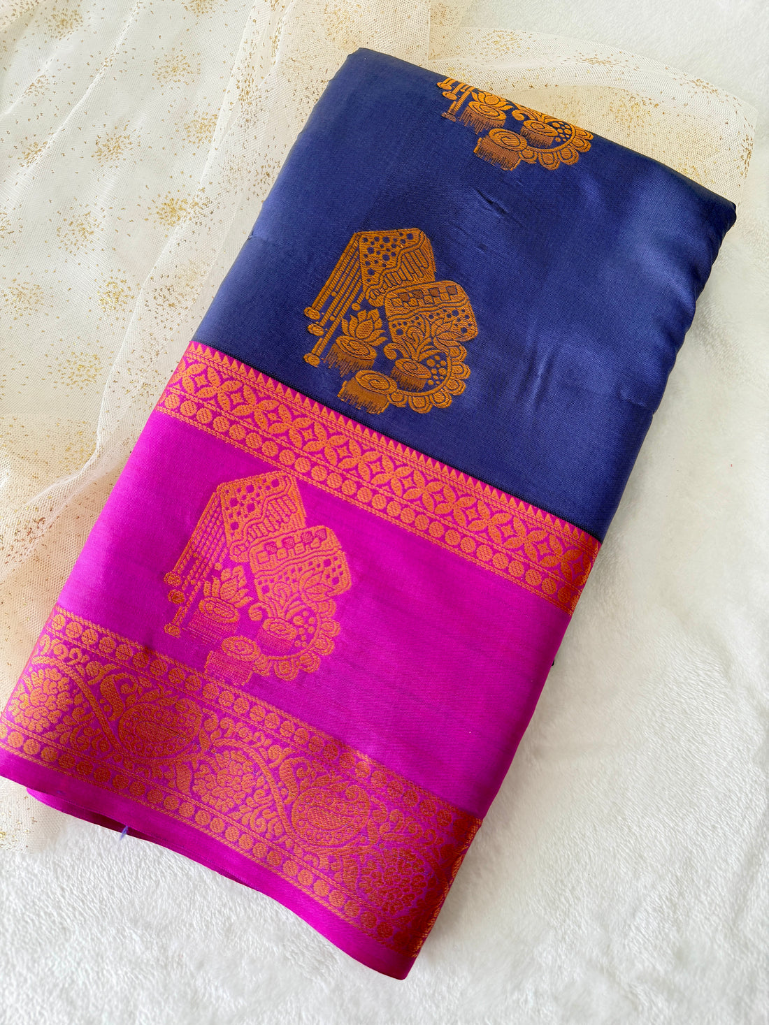 Sari "Devaguy" - Bleu/ Fuchia