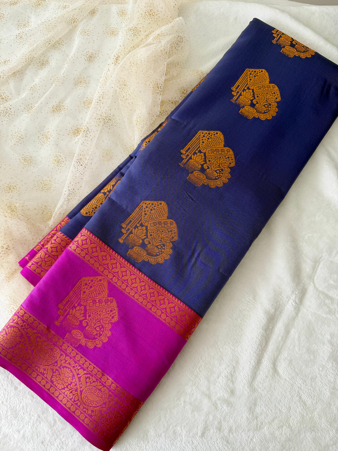 Sari "Devaguy" - Bleu/ Fuchia