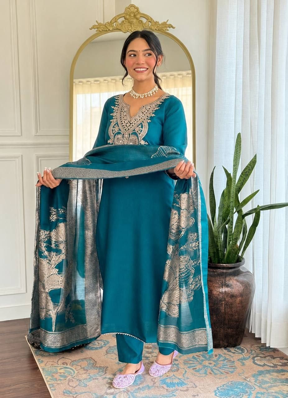 Punjabi "Allya" - Bleu indigo