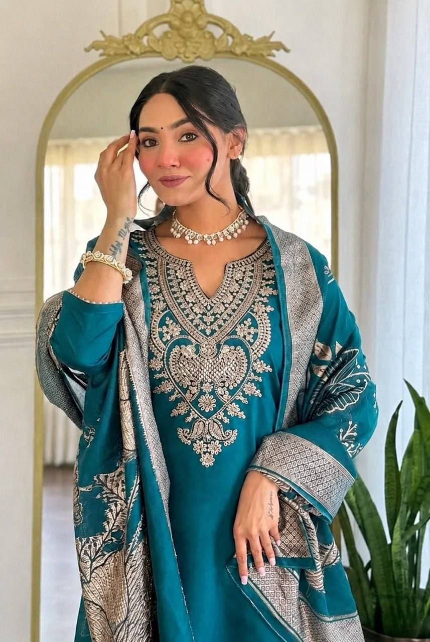 Punjabi "Allya" - Bleu indigo