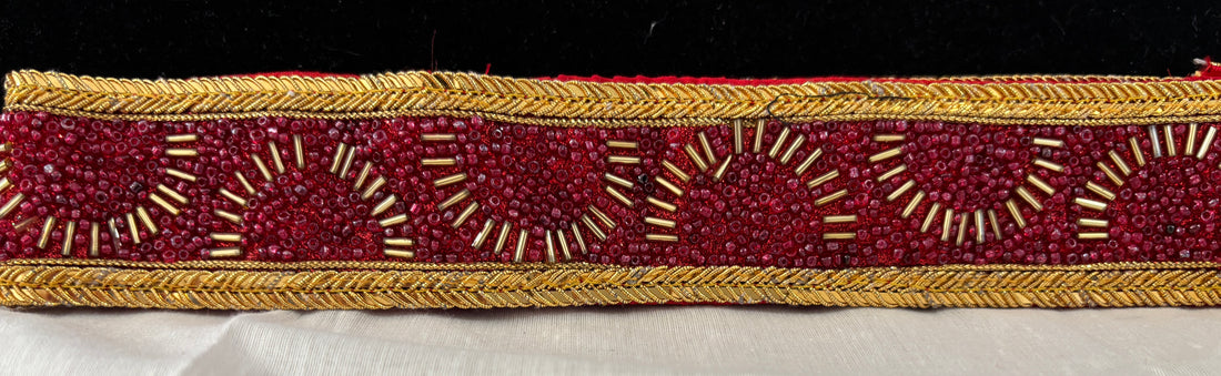 Ceinture sari rouge bordeaux motif 1