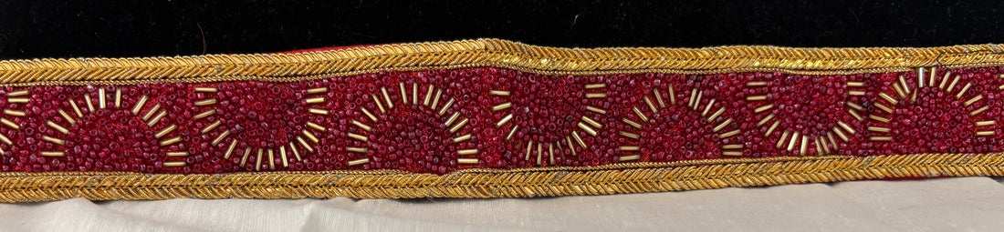 Ceinture sari rouge bordeaux motif 1