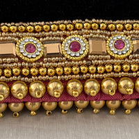 Ceinture sari rose doré motif 1