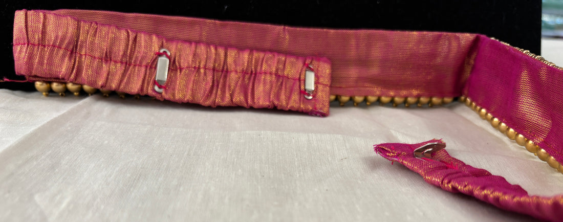 Ceinture sari rose doré motif 1