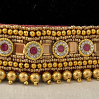 Ceinture sari rose doré motif 1