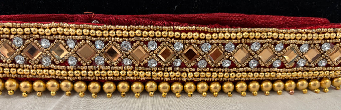 Ceinture sari rouge doré motif 1