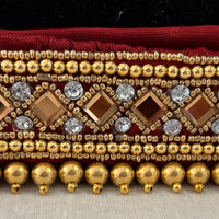 Ceinture sari rouge doré motif 1
