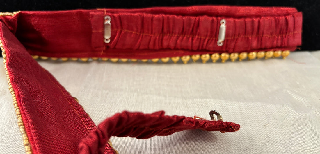 Ceinture sari rouge doré motif 1