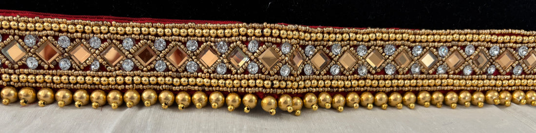 Ceinture sari rouge doré motif 1