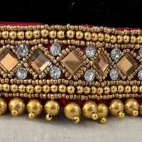 Ceinture sari rouge doré motif 1