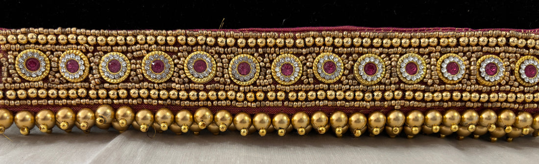 Ceinture sari rose doré motif 2