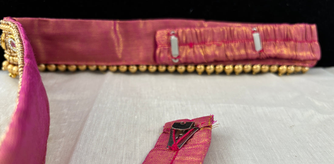 Ceinture sari rose doré motif 2