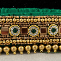 Ceinture sari vert doré motif 1