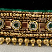 Ceinture sari vert doré motif 1