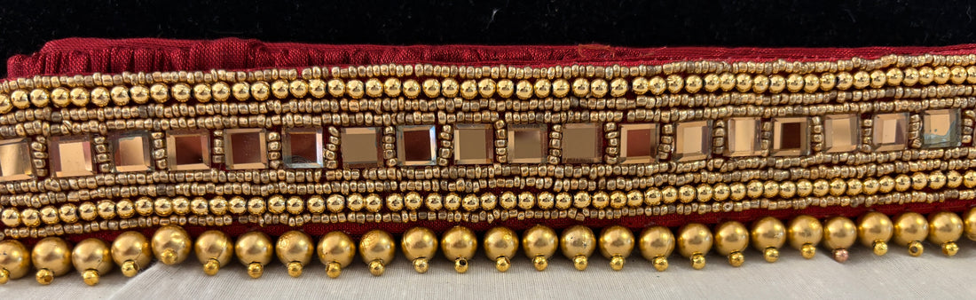 Ceinture sari rouge doré motif 2