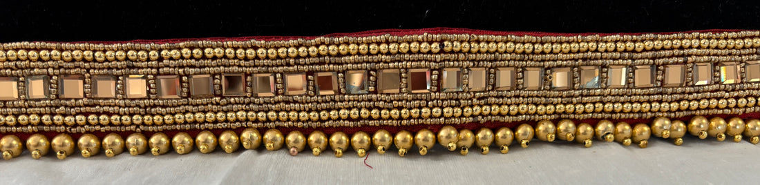 Ceinture sari rouge doré motif 2