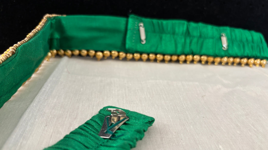 Ceinture sari vert doré motif 2