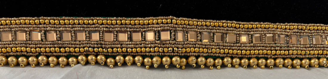Ceinture sari vert doré motif 2