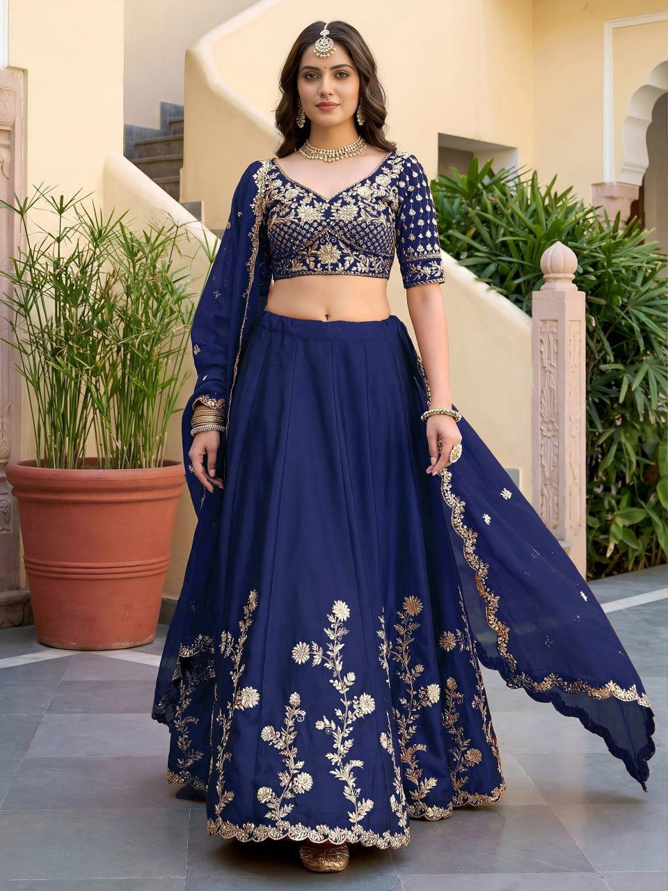 Lehenga collection "Dipriya" - Bleu marine