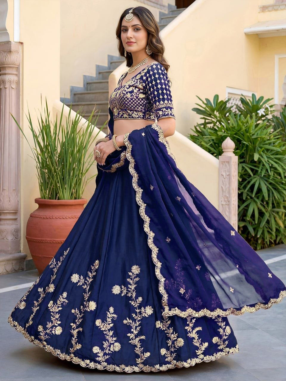 Lehenga collection "Dipriya" - Bleu marine