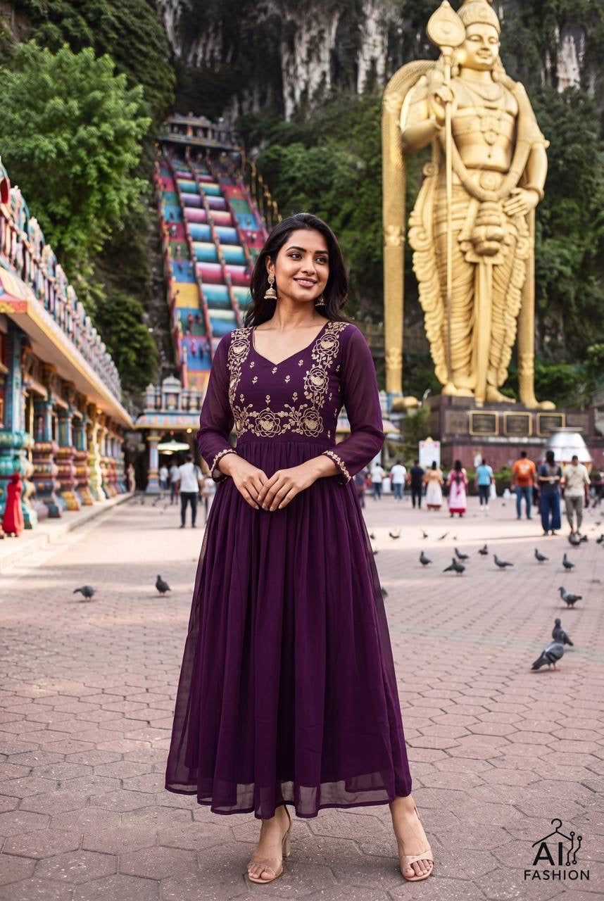 Anarkali/Robe Collection "Tina" - Prune