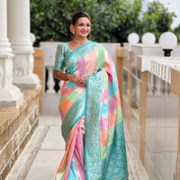 Sari "Rainbow" - Bleu vert