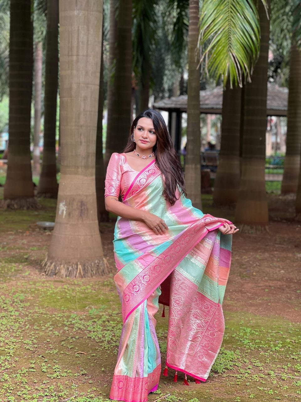 Sari "Rainbow" - Rose