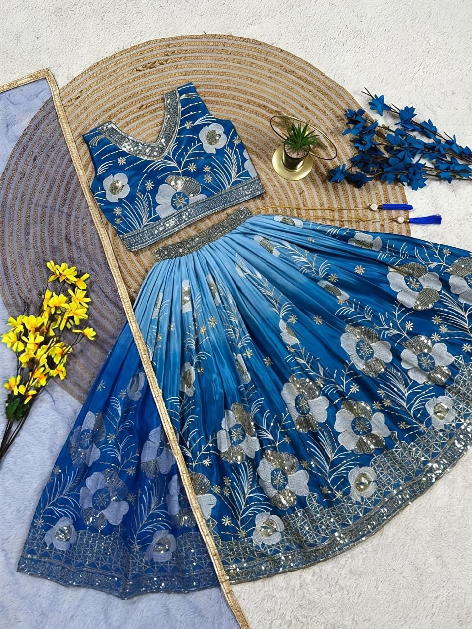 Lehenga Fille collection "Meera" - Bleu