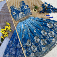 Lehenga Fille collection "Meera" - Bleu